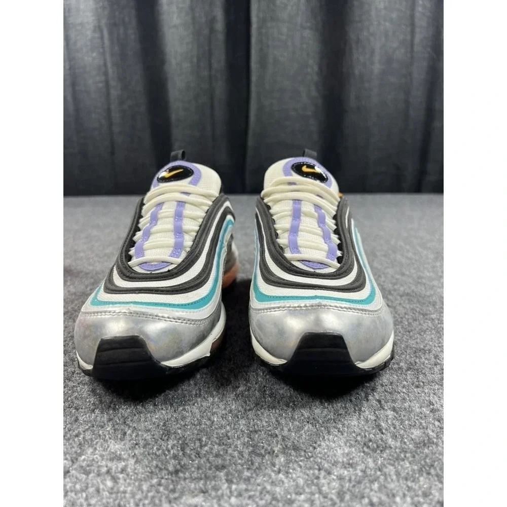 Nike Air Max 97 Shoes Youth Size 6.5Y Silver‎ Teal Orange Sneakers CW0989-001
